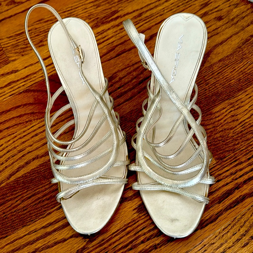 Via spiga silver heels. 2 1/2 inch heel